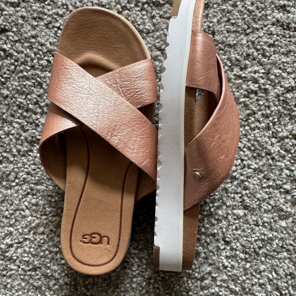 UGG Women's Brown Cross-Strap Sandals